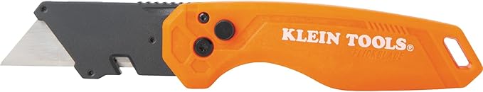 Klein Tools 44302 Folding FLICKBLADE Utility Knife with Side Release Button, Compact, Dual Locking Positions for Versatile Cutting Options