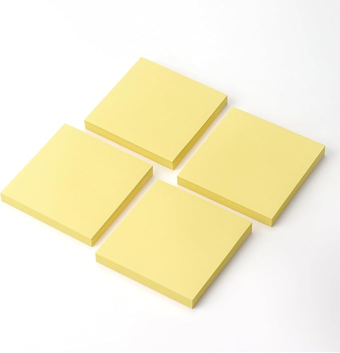 OSBOO Sticky Notes 3x3 with Bright Colors, 4 Pads 90 Sheets/Pad (Yellow) | Bright Yellow Self-Stick Notes Pads, 360 Sheets Total, Easy to Stick and Remove, Perfect for Office, School and Home