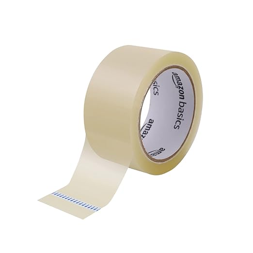 Amazon Basics Clear Shipping Packing Tape Rolls for Moving and Packaging, Home Office Supplies, 1.88 in x 72.2 Yards, 1.8 mil Thick, 12 Count