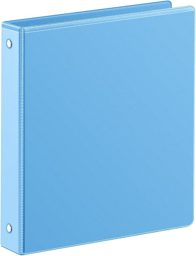 SUIN 1 Inch 3 Ring Binder, Clear 1'' View Presentation Binders with 2 Pockets, Fits 8.5 x 11 Letter Size, Durable Polypropylene, Non-Stick & PVC-Free for School, Office & Home (Aqua Blue)