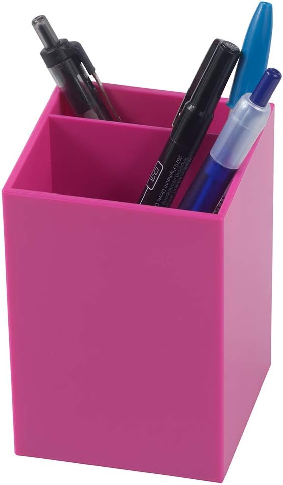 JAM PAPER Plastic Pen Holder - Fuchsia Pink - Desktop Pencil Cup Sold Individually