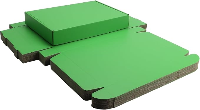 Dark Green Shipping Packaging Box Mailer E-Commerce Packing 20Pcs13×9×2Inch | Corrugated cardboard Wraps,flat pre-folded easy assembly,online store daily shipping parcels,gifts boxes,cross-border mailing
