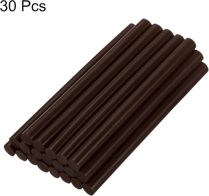 uxcell Mini Hot Glue Brown 30 PcsCoffee Brown | 4-inch x 0.27-inch High Sticky Small Hot Glue Sticks for Glue Gun