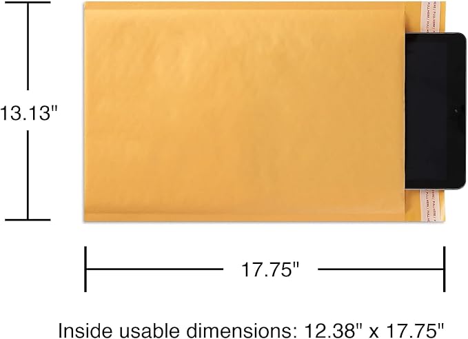 Staples Self-Sealing Bubble Mailers, 13.13x17.75 In, 50/Ctn, ST56651VS | Large cushioned mailers for shipping fragile items and packages.