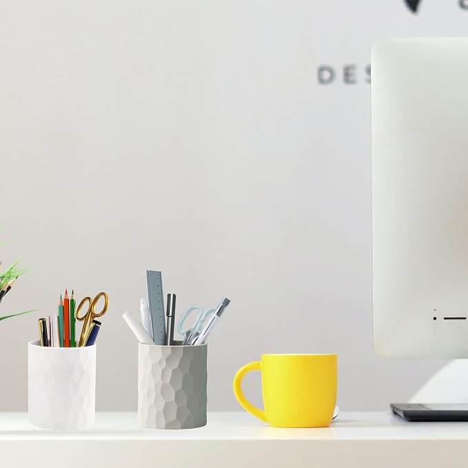 minimaliving Pen Holder,Nordic Style Silicone Waterproof Pencil Holder for Desk Simple&Modern Minimalist Makeup Organizer Multifunctional Office Supplies for Home,Kids and School(Light grey)