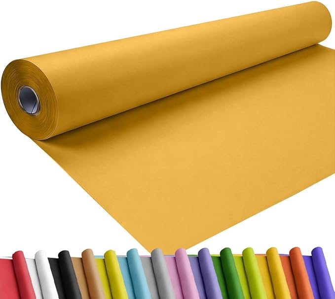 SMART&CASUAL 48" x 1,500" (125') Orange Kraft Craft Paper Roll for Gift Wrapping Bulletin Board Bouquet Flower Kids Art Packing Parcel Table Covering 80GSM 55LB (Orange, 48" x 125')