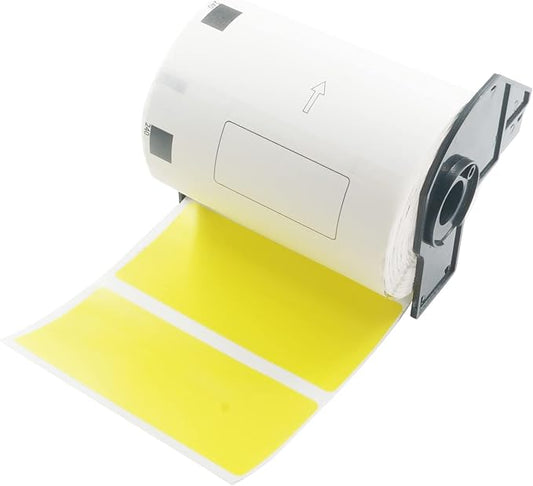 BETCKEY - Large Multi-Purpose Labels Replacement for Brother DK-1240 (4 in x 2 in), Compatible with Brother QL Label Printers [1 Rolls/600 Labels, Yellow]