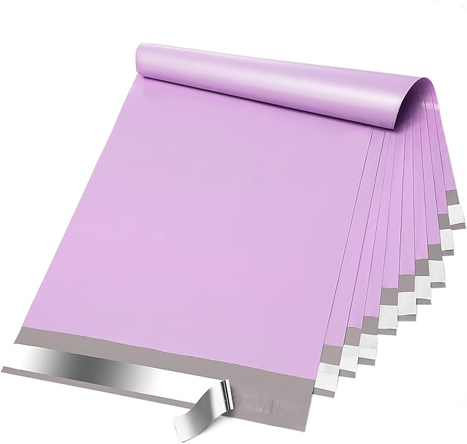 Fuxury Poly Mailers 10x13 Inch 50 Pcs, Waterproof Shipping Bags for Clothing, Strong Adhesive Shipping Envelopes for Small Business Suppliers, Self Seal Mailers Poly Bags Mailing Envelopes Purple