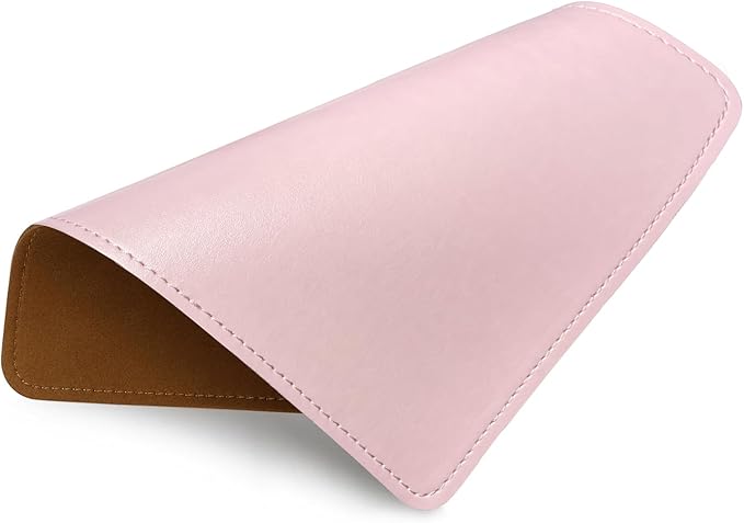 Mouse Pad, PU Mouse Pad，Leather Mouse Pad with Stitched Edge Micro-Fiber Base with Non-Slip Waterproof，Mouse Pad for Computers，Laptop, 8x11Inch (Shell Pink)