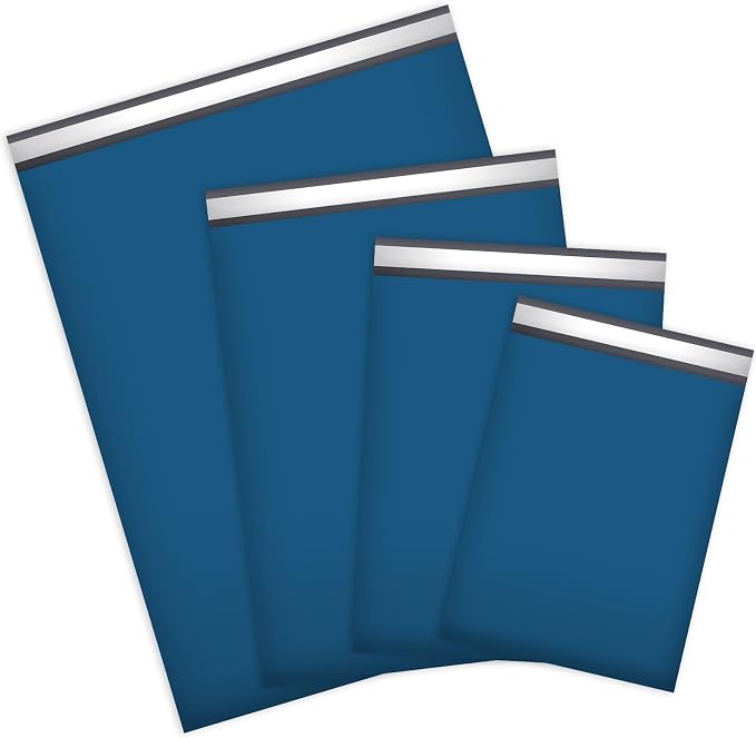 UCGOU 100 Pack Not Padded Navy Blue Mailers Variety Pack, 10x13 Inch & 12x15.5 Inch & 14.5x19 Inch &19x24 Inch Mailing Bags, Self-sealing Adhesive Mailers Assorted Sizes for Small Business