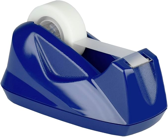Acrimet Premium Desktop Tape Dispenser, Plastic, Non-Skid Base (Heavy Duty) (Deep Blue Color)