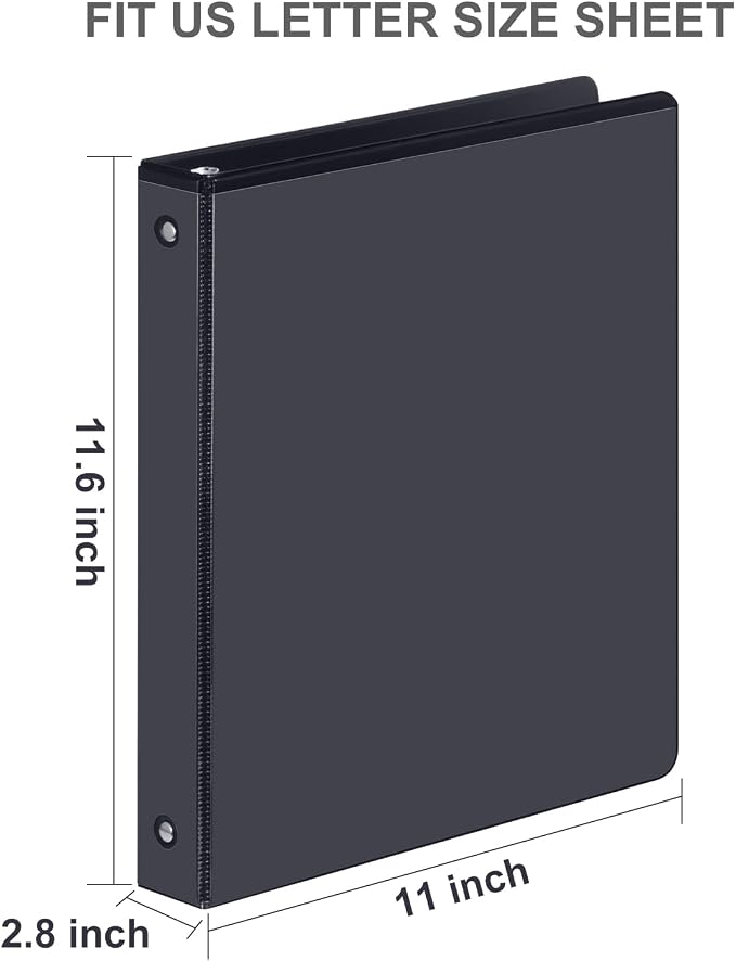 ViVin 2 Inch Binder 3 Ring, Sturdy 2 Inch 3 Ring Binder, 12 Pack, Black | PVC-Free, Fits 400 Sheets of 8.5'' x 11'' Paper, Clear View Cover, 2 Interior Pockets, Office Home School Use