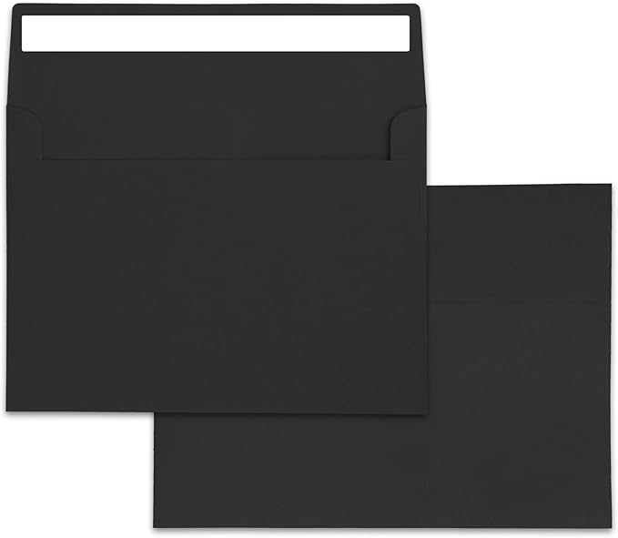 50 Packs A7 Envelopes,5x7 Envelopes for Invitations,5x7 Envelopes,Printable invitation envelope,Photos, postcards, greeting cards, mailings, Wedding Self-sealing Envelopes (Black)