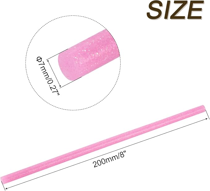 uxcell 30pcs Full Size Hot Glue Gun Sticks 8-inch x 0.27-inch High Sticky Small Hot Glue Sticks for Glue Gun, Glitter Pink