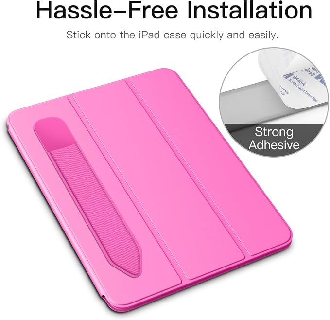 MoKo Adhesive Pencil Case Holder Sticker for Apple Pencil, Persian Pink | Elastic Pencil Pocket Pouch, Adhesive Sleeve, Attached to iPad Case, For Pro/USB-C/1st/2nd Gen and Similarly Stylus Pens