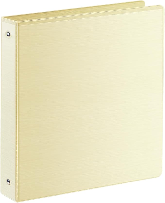 SUIN 1 Inch 3 Ring Binder, Clear 1'' View Presentation Binders with 2 Pockets, Fits 8.5 x 11 Letter Size, Durable Polypropylene, Non-Stick & PVC-Free for School, Office & Home (Brushed Yellow)