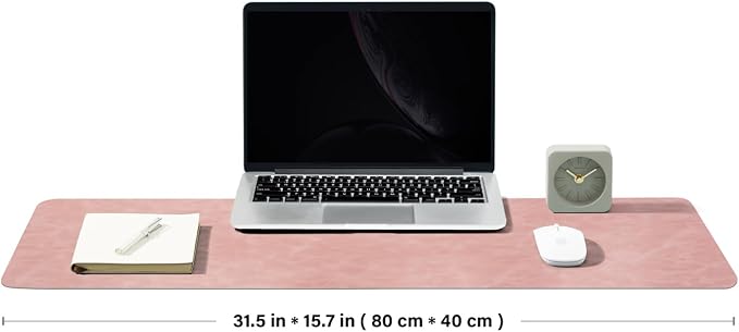 Distressed Leather Desk Mat - Non-Slip PU Desk Pad for Office and Home - Desk Organization and Accessories - Ideal for Large Mouse Pad and Desk Mats on Top of Desks(Dusty Rose,31.5"x 15.7")
