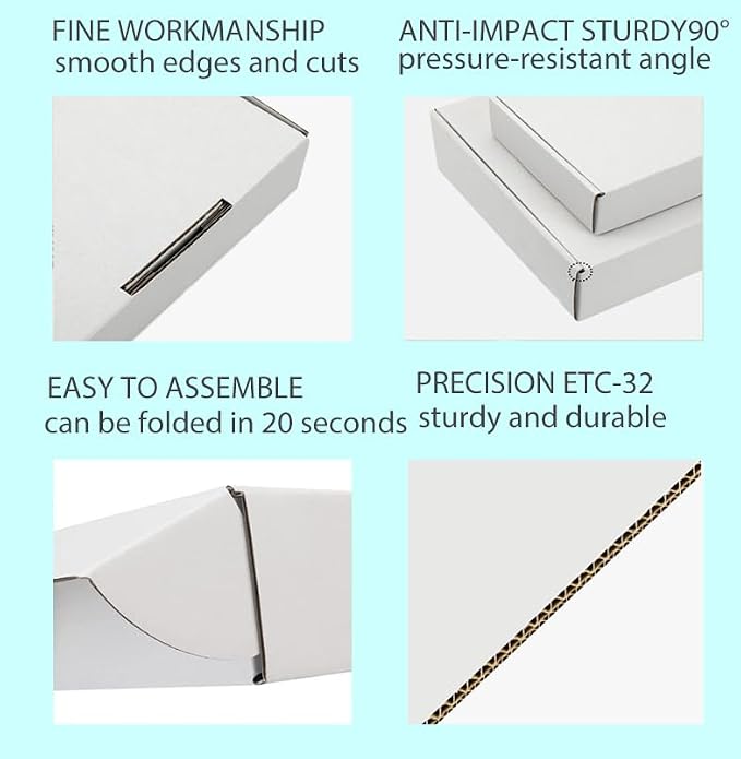 8x6x4 inch White Shipping Boxes for Small Business- Set of 25 | Sturdy ECT 32 Corrugated Cardboard Mailer Boxes, Easy Assemble for Packaging, Mailing, Gift