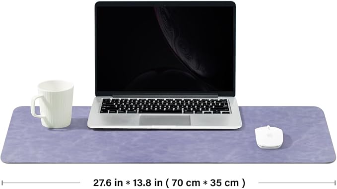 Distressed Leather Desk Mat - Non-Slip PU Desk Pad for Office and Home - Desk Organization and Accessories - Ideal for Large Mouse Pad and Desk Mats on Top of Desks(Lavender,27.6"x 13.8")