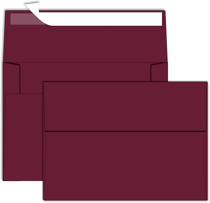 4x6 Envelopes For Invitation (50, Burgundy, A6) | A6 envelope 4.75x6.5 inch,Envelopes for A6 cards,Self Seal envelopes for weddings, greeting cards,baby shower,photos,birthday