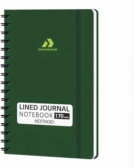 Nextnoid Lined Spiral Notebook Journal For Women & Men - A5(5.8" x 8.3") 170 Pages, Hardcover Notebooks for Work & Note Taking, College Ruled Journals for Writing - Dark Green