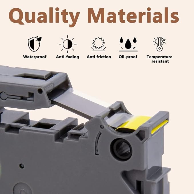 Hehua TZ631 3PK Compatible for Brother 12mm Label Tape Black on Yellow | 1/2 inch;1/2';0.47';0.47 inch;TZe 631;Black on Yellow；12mm Label