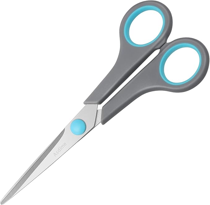 6.4" Scissors, Stainless Steel Blades, Soft Grip Handle, Suitable for Households,Offices and Schools, All Purpose, Blue/Grey