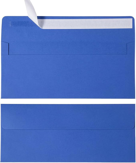 50 Pack #10 Business Envelopes, 4 1/8 x 9 1/2 Inches, Blue | Self Seal, Standard Business Envelopes For Greeting cards, Letter Mailing, Invitation