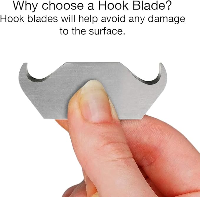 Hook Blade 10 Pack - Utility Knife Hooked Razor Blades in Storage Box - Heavy Duty SK5 Replacement Refills for Carpet, Roofing Knife, Box Cutter