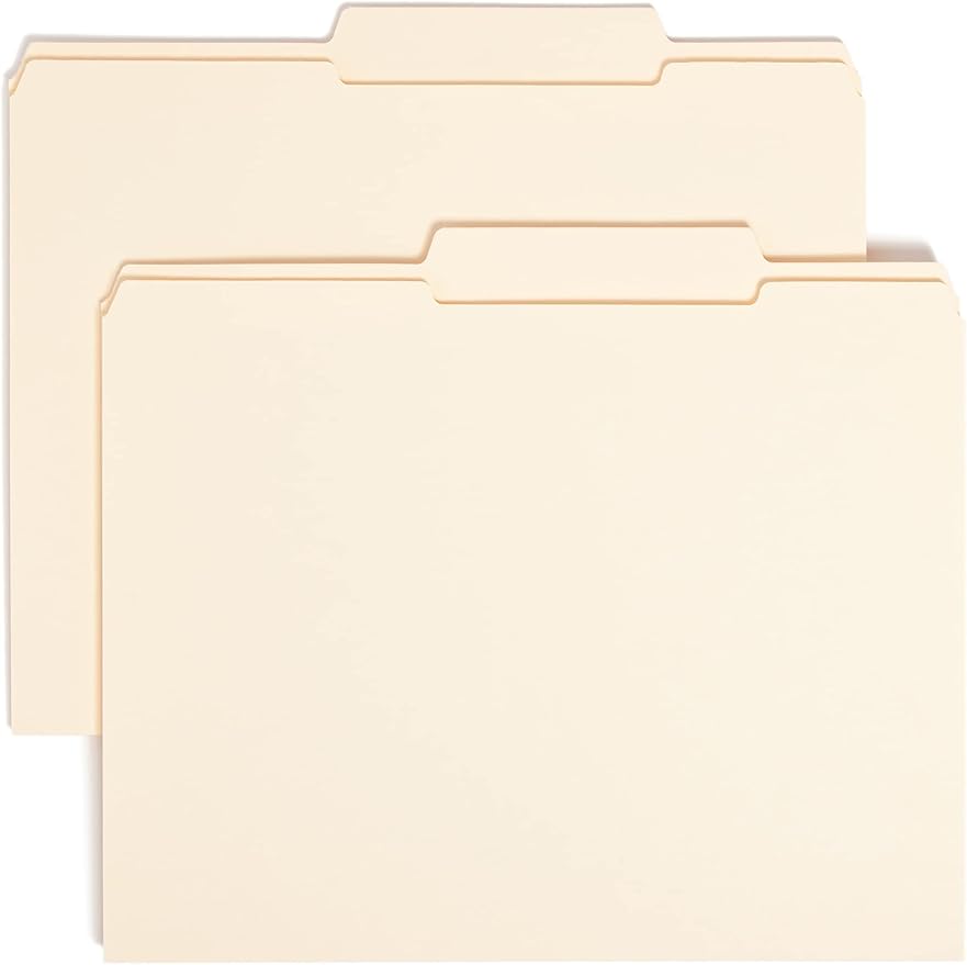 Smead File Folder, Reinforced 2/5-Cut Right of Center Position, Guide Height, Letter Size, Manila, 100 Per Box (10376)