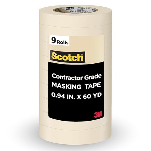 Scotch Contractor Grade Masking Tape, 0.94 inches by 60.1 Yards (540 Yards Total per roll), 3 Pack