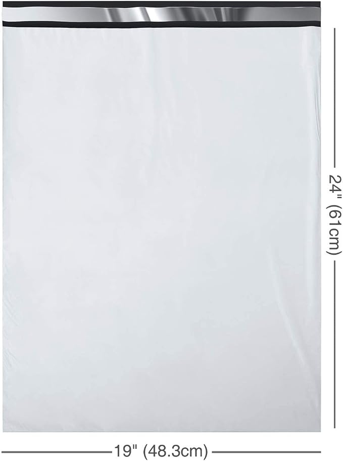 Fuxury Poly Mailers 19x24Inch 250Pcs,Waterproof Shipping Bags for Clothing | Strong Adhesive Shipping Envelopes for Small Business,Self Seal Heavy Duty Poly Mailer Bags,Flexible Mailing Bags White