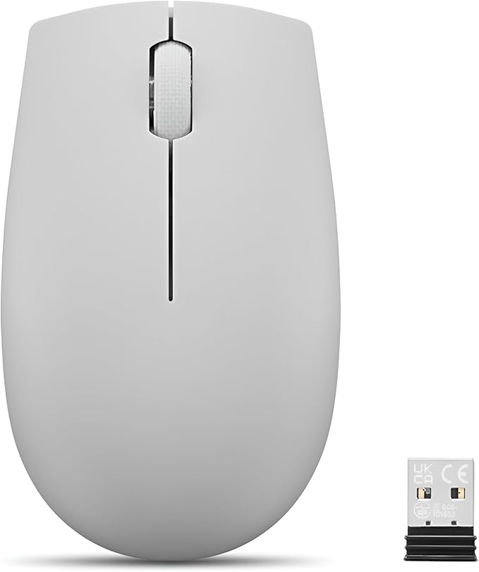 Lenovo 300 Wireless Mouse – Computer Mouse for PC, Laptop with Windows – Ambidextrous Design – 2.4 GHz Nano USB Receiver – 12 Month Battery Life