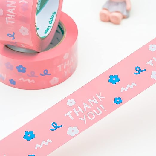 Designer Cute Packing Tape, Colorful Printing Shipping Tape, Carton Decorative Tape for Sealing Boxes, Thank You - Pattern, 1.77" x 110 yd