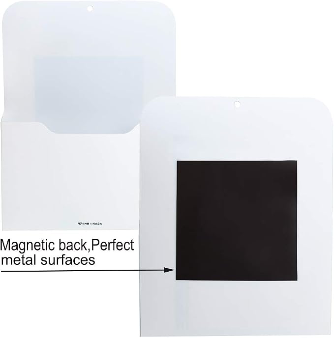 Marbrasse Magnetic File Holder - Magnetic Paper Holder, Pocket Organizer Office Supplies Storage Mail Organizer for Notebooks,Planners,Letter (1 Pack)