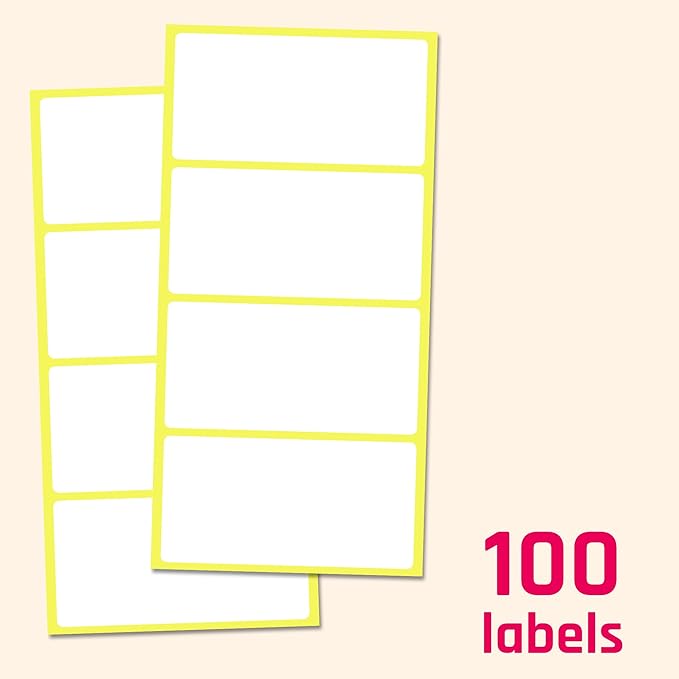100 Pieces, 3" x 1.5" - Labels Stickers for Storage Bins, Organizing, Moving Boxes - Matte White