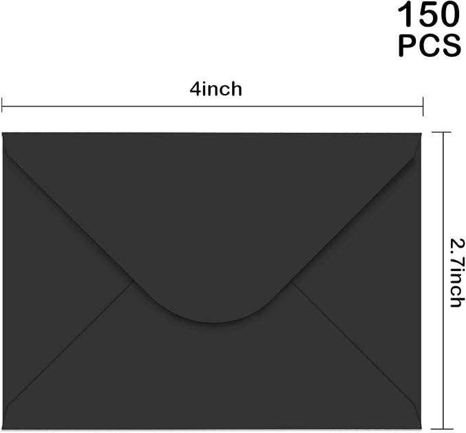 150 Packs of Gift Card Envelopes, Black Mini Envelopes, Gift Card Holder, Business Card Envelopes (4"x2.75") (black)