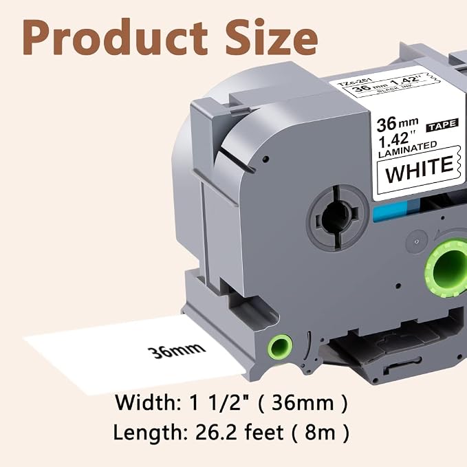 Hehua TZ261 3PK Compatible for Brother 36mm Label Maker Tape Black on White | 1.4 inch;1.4';1';1.4 inch;TZe 261;Black on White；36mm Label