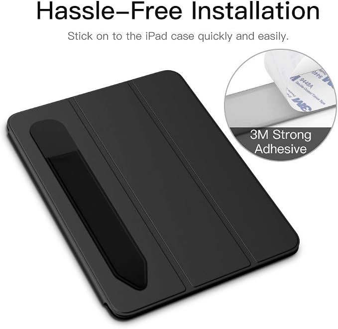 MoKo Adhesive Pencil Case Holder Sticker for Apple Pencil, Black | Elastic Pencil Pocket Pouch, Adhesive Sleeve, Attached to iPad Case, For Pro/USB-C/1st/2nd Gen and Similarly Stylus Pens