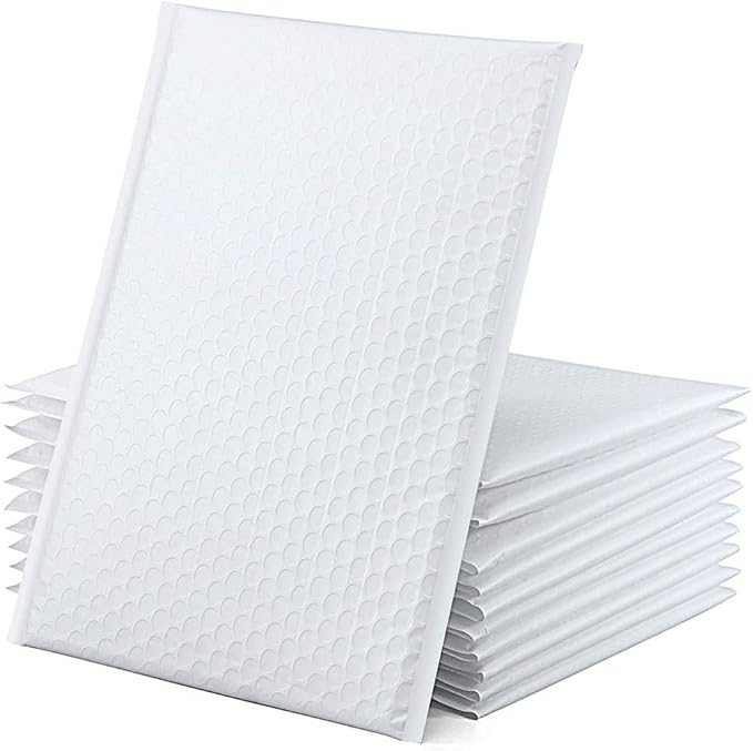 Water Resistant Bubble Envelope Mailers [10 Pack] 6 inch x 9 inch #0 White Poly Padded Shipping Envelopes Self Sealing Cushioned Packaging Bags