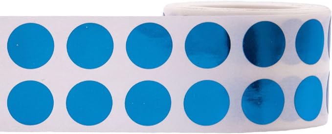 Metallic Blue Circle Dot Stickers, 1/2" Inch, 1000 Labels per Roll - Ideal for Organizing, Decorating, Labeling and Crafting in Homes, Schools, and Office Use