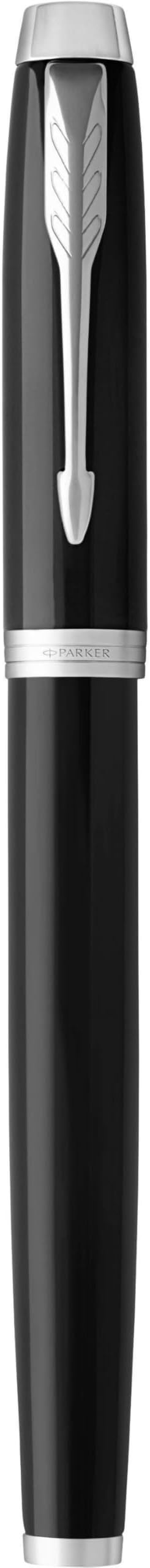 PARKER IM Rollerball Pen, Black Lacquer Chrome Trim with Fine Point Black Ink Refill, Gift Box (1931658)