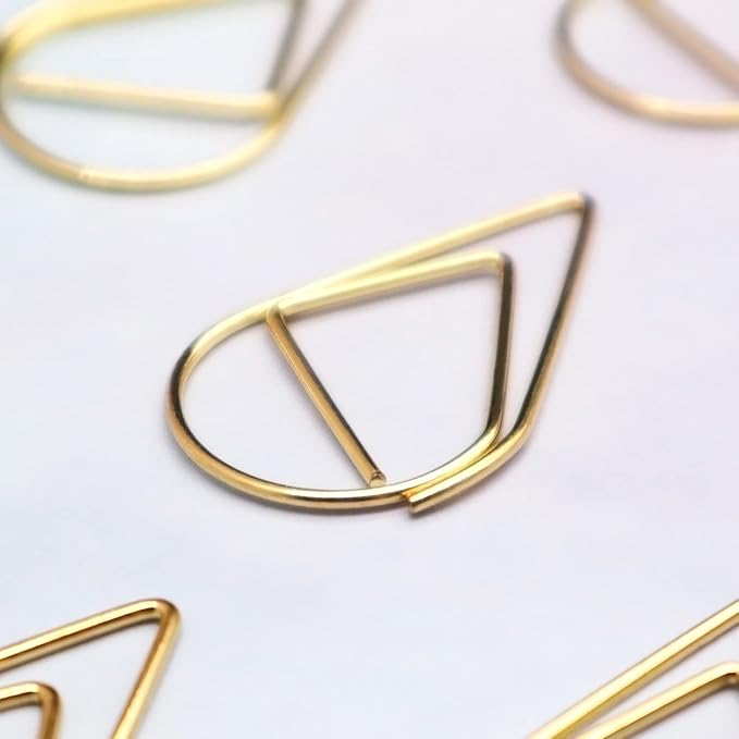 120 Pieces Gold Paper Clips Teardrop Medium Stainless Steel Drop-Shaped Paper Clips for Office School Supplies Wedding Invitations Scrapbooking Bookmarks Kids Women Planners (1.3 inch) by DEEDYGO