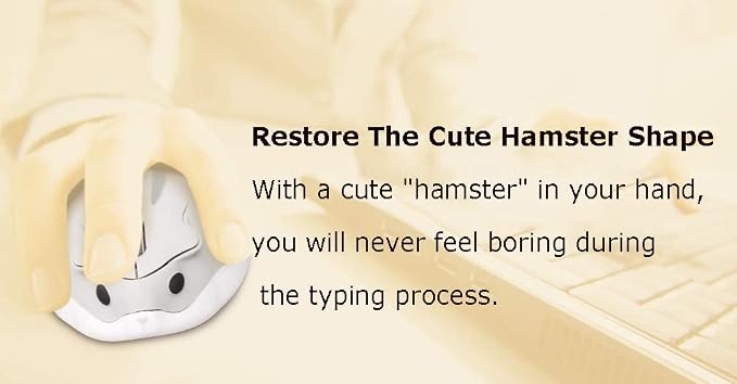 2.4GHz Wireless Mouse Cute Hamster Shape Less Noice Portable Mobile Optical 1200DPI USB Mice Cordless Mouse for PC Laptop Computer Notebook MacBook Kids Girl Men Women Mom Dad Gift (Gray)