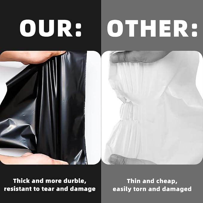 POLYSELLS 1000 pcs 9x12 Inches Black Poly Mailers Shipping Envelopes, Strong Adhesive Sealing, Waterproof, and Tear-resistant Postal Mailing Bags for Clothing and Accessories