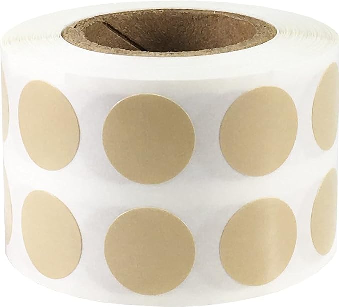 Beige Color Coding Labels for Organizing Inventory 0.50 Inch Round Circle Dots 1,000 Total Adhesive Stickers On A Roll