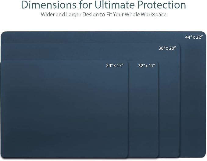 Vine Creations Leather Desk Mat Large 36" x 20", Desk Protector Mat, PU Leather Desk Pad, Large Mouse Pad, Desk Blotter, Desk Pads on Top of Desks, Desk Matt for Desktop, Office Desk Mat (Dark Blue)