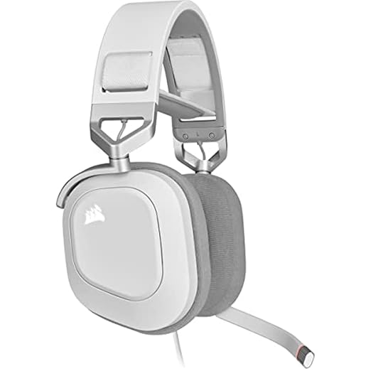 Corsair HS80 RGB USB Premium Gaming Headset with Dolby Audio 7.1 Surround Sound (Broadcast-Grade Omni-Directional Microphone, Memory Foam Earpads, High-Fidelity Sound, Durable Construction) White