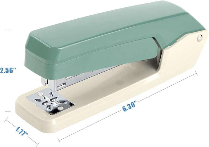 Deli/EZWORK Swing-Arm Swivel Stapler, 25 Sheets Capacity, 360 Degree Rotate Desk Staplers with 1000 Staples for Booklet or Book Binding, Green+White