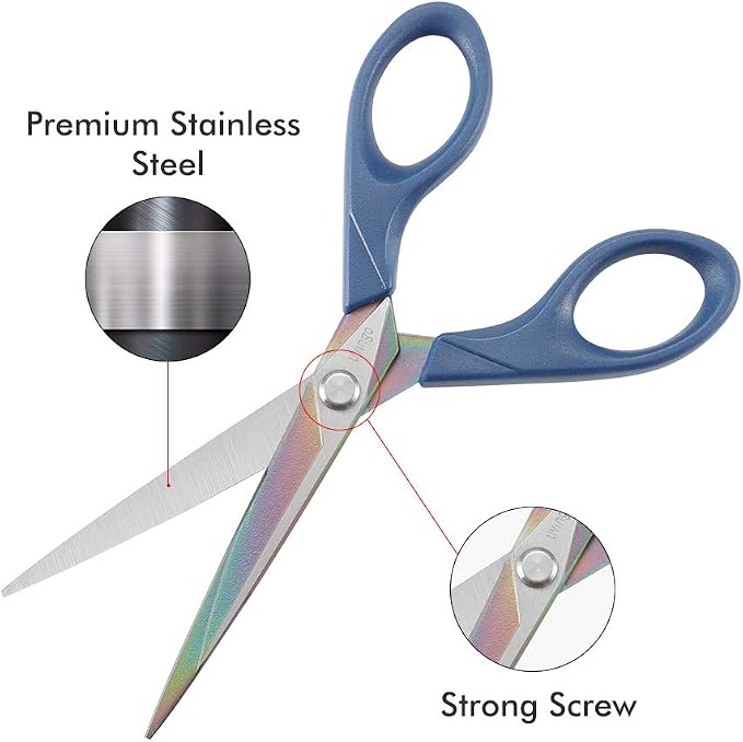 LIVINGO Titanium Scissors 7" All Purpose Shears 2 Pack | Forged Stainless Steel Blade, Left Right Handed Design, Fabric Sewing Craft, Home Office School Supplies